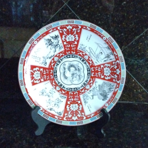 Large Vintage Chinese Dragon Culture Display Dish - Picture 1 of 8
